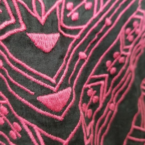 Sloane Rouge Womens Tank Top Small Black Embroidered Boho Sleeveless Open Back - Picture 3 of 10